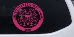 United States Coast Guard Mom Military Car or Truck Window Decal Sticker (Hot Pink)