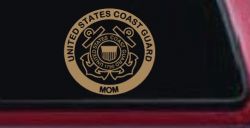 United States Coast Guard Mom Military Car or Truck Window Vinyl Decal Sticker (Light Brown)
