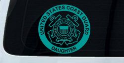 United States Coast Guard Daughter Military Car or Truck Window Decal Sticker (Turquoise)