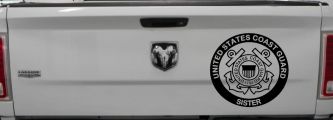 United States Coast Guard Sister Military Car or Truck Window Vinyl Decal Sticker (Black)