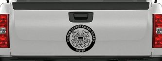 United States Coast Guard Sister Military Car or Truck Window Decal Sticker (Black)