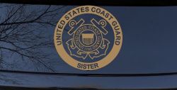 United States Coast Guard Sister Military Car or Truck Window Vinyl Decal Sticker (Light Brown)