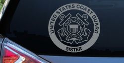 United States Coast Guard Sister Military Car or Truck Window Decal Sticker (Telegrey)