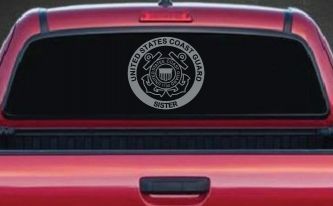 United States Coast Guard Sister Military Car or Truck Window Decal Sticker (Telegrey)