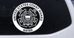 United States Coast Guard Sister Military Car or Truck Window Decal Sticker