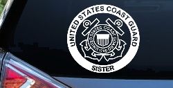 United States Coast Guard Sister Military Car or Truck Window Decal Sticker