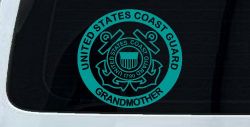 United States Coast Guard Grandmother Military Car or Truck Window Decal Sticker (Turquoise)