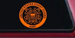 United States Coast Guard Aunt Military Car or Truck Window Decal Sticker (Orange)