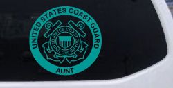 United States Coast Guard Aunt Military Car or Truck Window Vinyl Decal Sticker (Turquoise)