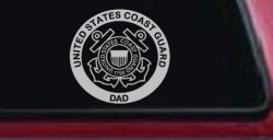 United States Coast Guard Dad Military Car or Truck Window Decal Sticker (Light Gray)