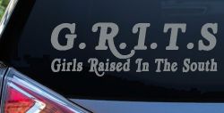 GRITS Girls Raised In The South Country Car or Truck Window Vinyl Decal Sticker (Telegrey)