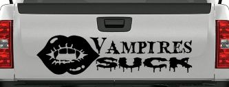 Funny Vampires Suck Car or Truck Window Decal Sticker (Black)
