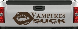 Funny Vampires Suck Car or Truck Window Vinyl Decal Sticker (Brown)