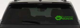 Funny Vampires Suck Car or Truck Window Vinyl Decal Sticker (Lime)