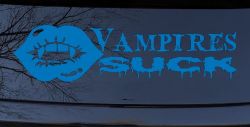 Funny Vampires Suck Car or Truck Window Vinyl Decal Sticker (Sky Blue)