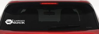 Funny Vampires Suck Car or Truck Window Decal Sticker (White)