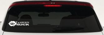 Funny Vampires Suck Car or Truck Window Decal Sticker (White)