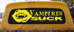 Funny Vampires Suck Car or Truck Window Decal Sticker (Yellow)