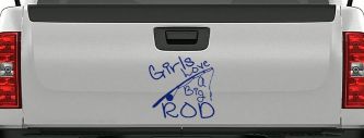 Funny Fishing Girls Love A Big Rod Fishing Car or Truck Window Decal Sticker (Navy)