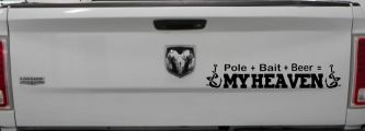 Pole Bait Beer My Heaven Fishing Car or Truck Window Decal Sticker (Black)