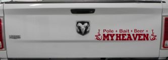 Pole Bait Beer My Heaven Fishing Car or Truck Window Vinyl Decal Sticker (Burgundy)