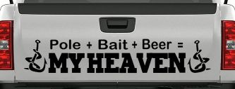 Pole Bait Beer My Heaven Fishing Car or Truck Window Vinyl Decal Sticker (Matte Black)