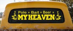 Pole Bait Beer My Heaven Fishing Car or Truck Window Vinyl Decal Sticker (Yellow)