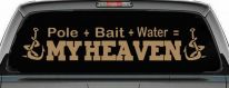 Pole Bait Water My Heaven Fishing Car or Truck Window Vinyl Decal Sticker (Light Brown)