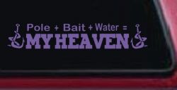 Pole Bait Water My Heaven Fishing Car or Truck Window Vinyl Decal Sticker (Purple)