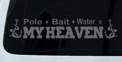 Pole Bait Water My Heaven Fishing Car or Truck Window Vinyl Decal Sticker (Silver)