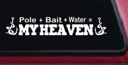 Pole Bait Water My Heaven Fishing Car or Truck Window Decal Sticker