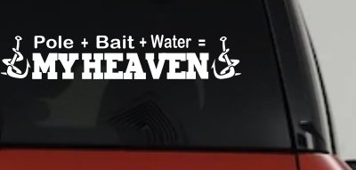 Pole Bait Water My Heaven Fishing Car or Truck Window Vinyl Decal Sticker