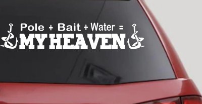 Pole Bait Water My Heaven Fishing Car or Truck Window Vinyl Decal Sticker
