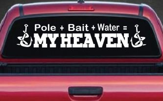 Pole Bait Water My Heaven Fishing Car or Truck Window Decal Sticker