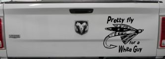 Pretty Fly For A White Guy Fishing Car or Truck Window Decal Sticker (Black)