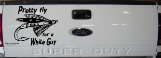 Pretty Fly For A White Guy Fishing Car or Truck Window Vinyl Decal Sticker (Black)