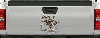 Pretty Fly For A White Guy Fishing Car or Truck Window Decal Sticker (Brown)