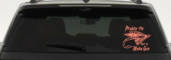 Pretty Fly For A White Guy Fishing Car or Truck Window Decal Sticker (Coral)