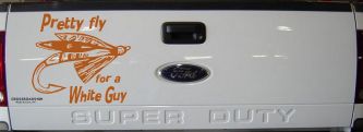 Pretty Fly For A White Guy Fishing Car or Truck Window Decal Sticker (Nut Brown)