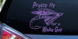 Pretty Fly For A White Guy Fishing Car or Truck Window Decal Sticker (Purple)