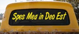 Spes Mea In Deo Est Christian Car or Truck Window Vinyl Decal Sticker (Yellow)