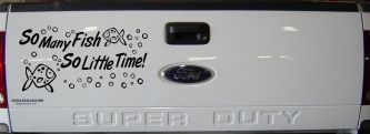 So Many Fish So Little Time Fishing Car or Truck Window Vinyl Decal Sticker (Black)