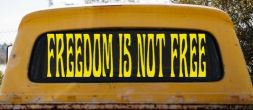 Freedom Is Not Free Military Car or Truck Window Decal Sticker (Yellow)