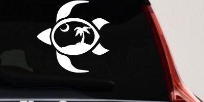 Sea Turtle Palmetto Palm Tree Moon Car or Truck Window Vinyl Decal Sticker