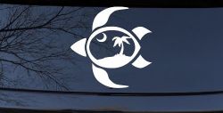 Sea Turtle Palmetto Palm Tree Moon Car or Truck Window Decal Sticker