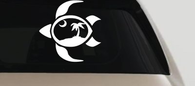 Sea Turtle Palmetto Palm Tree Moon Car or Truck Window Vinyl Decal Sticker