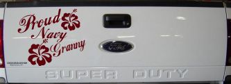 Proud Navy Granny Hibiscus Flowers Military Car or Truck Window Vinyl Decal Sticker (Purple Red)