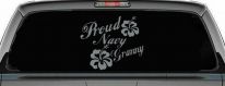 Proud Navy Granny Hibiscus Flowers Military Car or Truck Window Vinyl Decal Sticker (Telegrey)