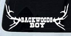 Backwoods Boy With Deer Horns Country Car or Truck Window Decal Sticker