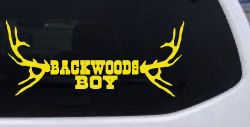 Backwoods Boy With Deer Horns Country Car or Truck Window Decal Sticker (Yellow)